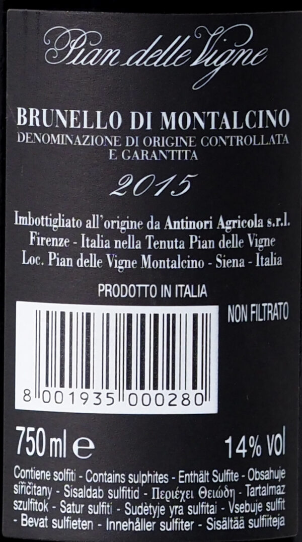 Pian delle Vigne Brunello di Montalcino 2015 - retro